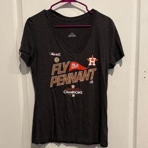 Majestic Black T-Shirt with Orange and White Graphics